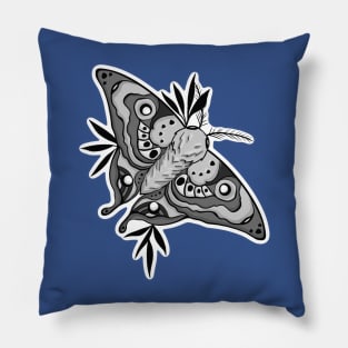 Moth - Black and Grey Pillow