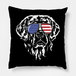 Golden Retriever American Flag sunglasses patriotic dog Pillow