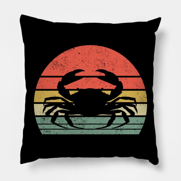 Retro Vintage Crab | Funny Crab Lovers Sea Pillow by ChrifBouglas