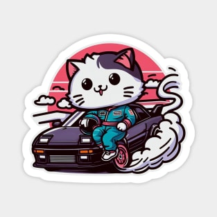 JDM car - Drifting racer cat Magnet