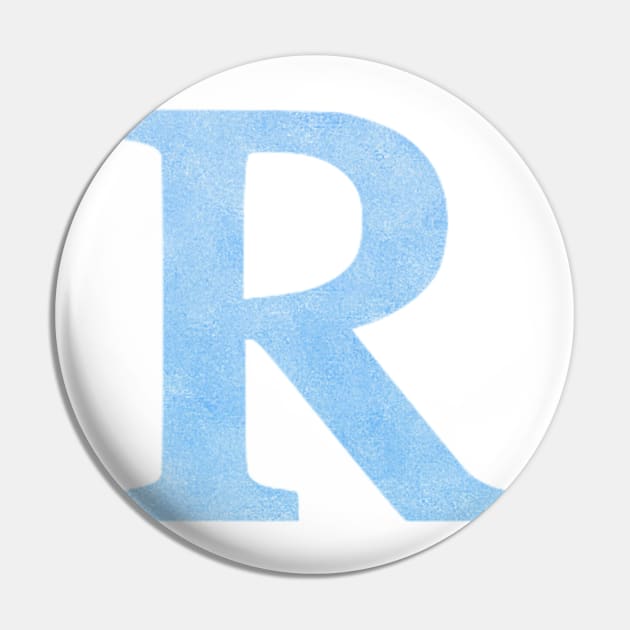 The Letter R Blue Metallic Pin by Claireandrewss