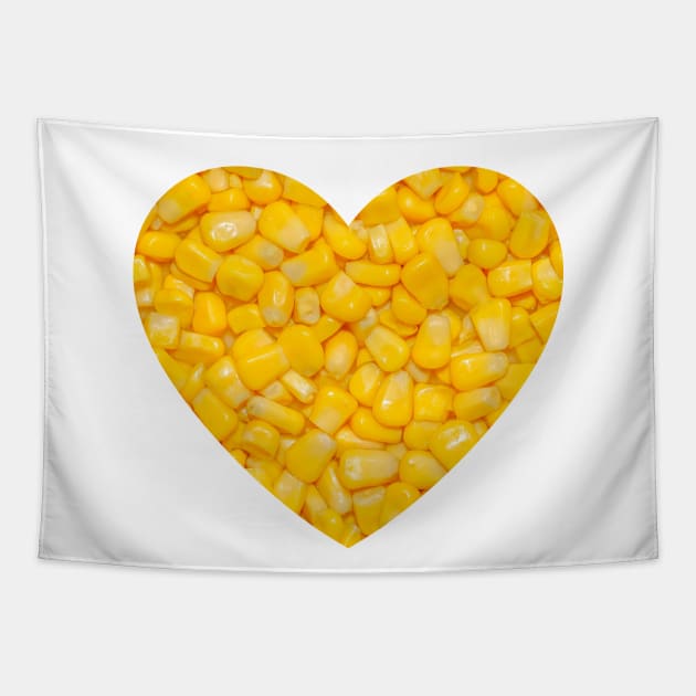 I Love Corn Heart Food Photograph Tapestry by love-fi