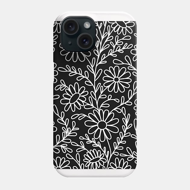 Chamomile Neck Gator Black and White Chamomiles Phone Case by DANPUBLIC