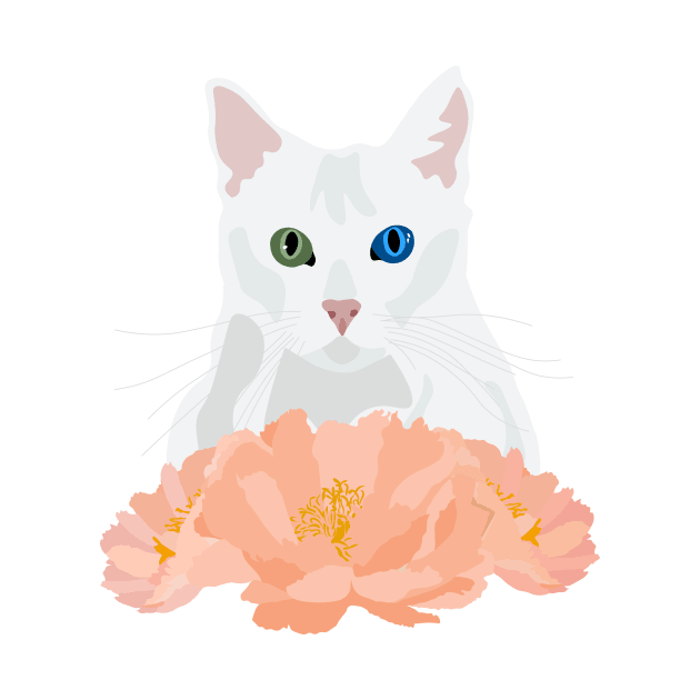Floral White Cat Princess by dumbbunnydesign