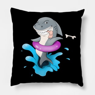 Funny Shark On Vacation Eating Tourist Pillow