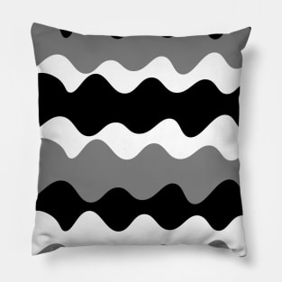 Grey, black and white horizontal waves pattern Pillow