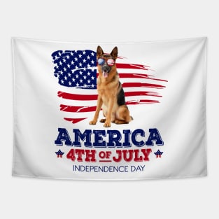 German Shepherd Flag USA - America 4th Of July Independence Day Tapestry