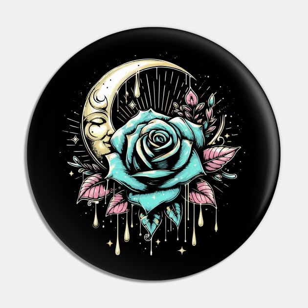 Rose Moon Pin by DavesTees