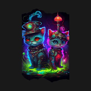 Scifi Steampunk Adventurer Cats T-Shirt