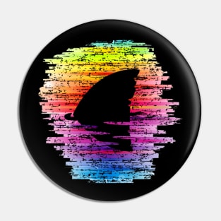 Rainbow Waters Shark Fin Awareness LGBT Pride Shark Lover Pin