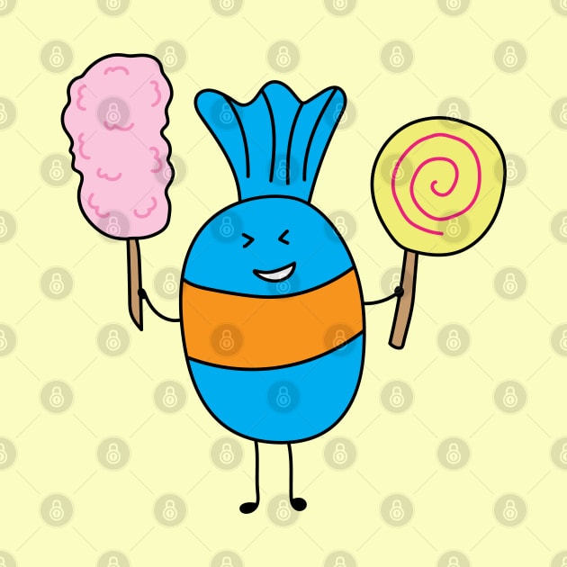 cute candy holding lollipop and cutton candy by wordspotrayal