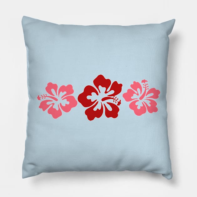 Hibiscus Flowers In Red And Pink Pillow by PhotoArts