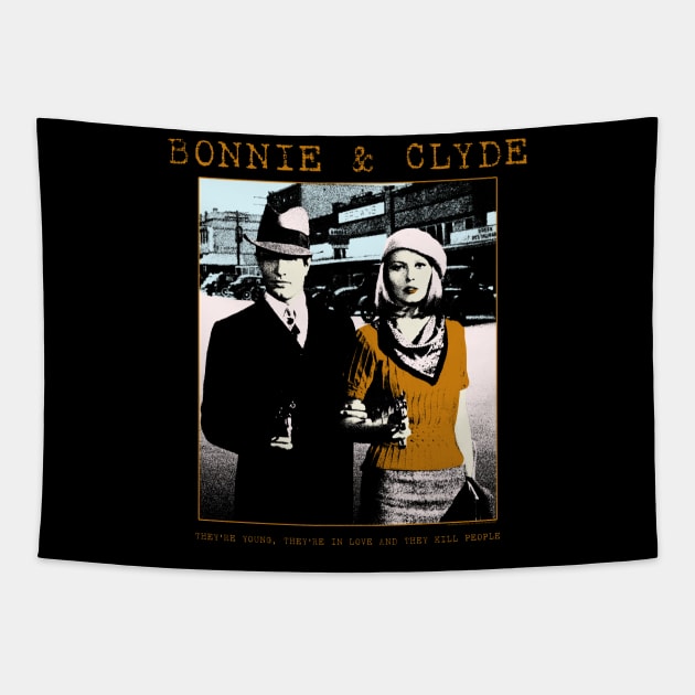 bonnie and clyde grunge vintage Tapestry by Genetics art