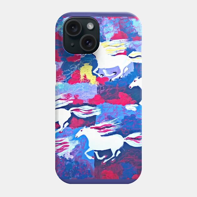 Horses on the field Phone Case by Maltez