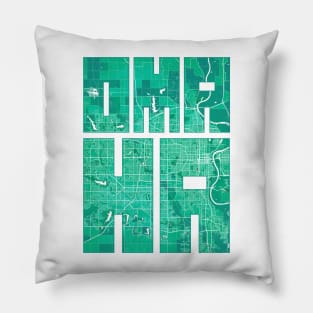 Omaha, USA City Map Typography - Watercolor Pillow