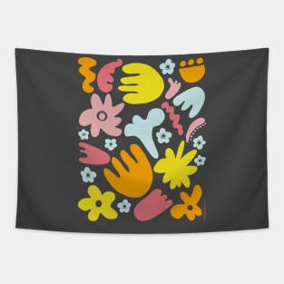 Modern Groovy Flowers Tapestry