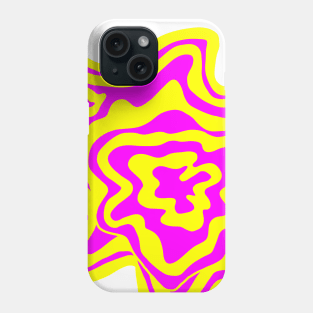 Trippy Topographic Contour Fluid Line Art Graphic Pink and Yellow Phone Case