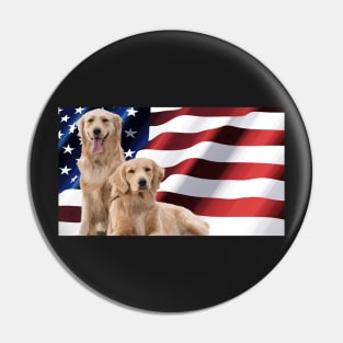 American Flag with Dogs Pin