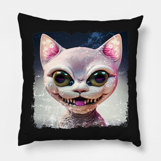 VINTAGE PINK NEOMORPH KITTY Pillow by CliffordHayes