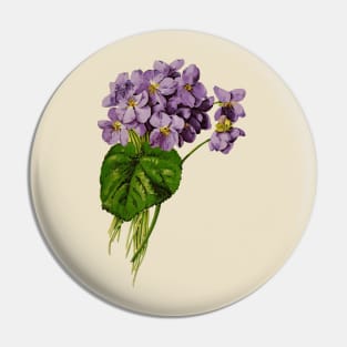 A Bouquet of Violets, Vintage Floral Illustration Pin