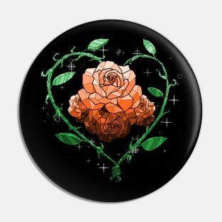 Orange Crystal Flower Pin