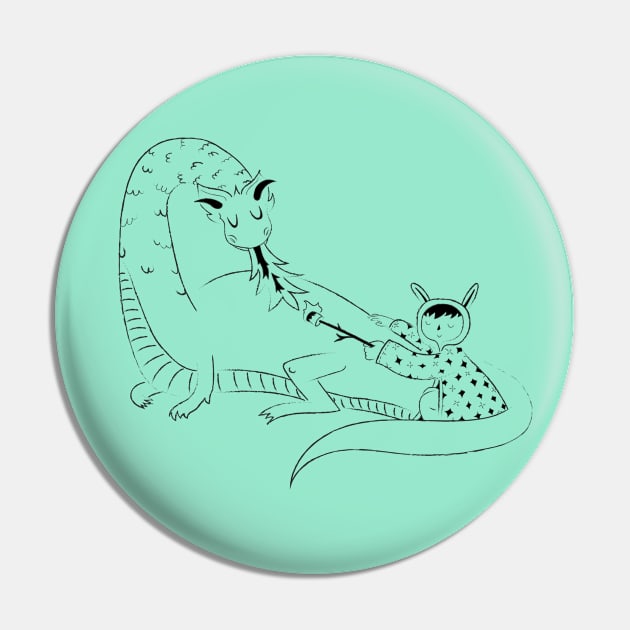 A Girl and Her Dragon - Cute Illustration Pin by sadsquatch
