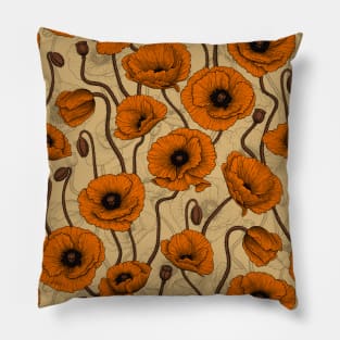 Orange Poppies Pillow