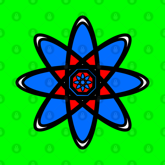 Red and Blue Atom - Flower by ArtsoftheHeart