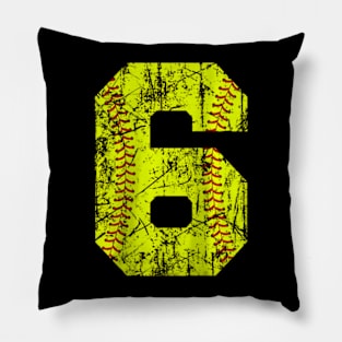 6Th Birthday Softball Girls Kids Six 6 Years Old Raglan Pillow