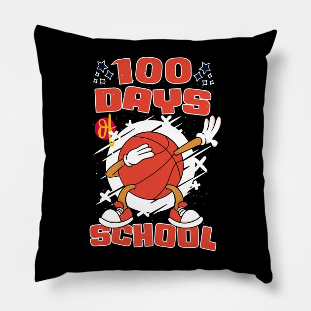 100 days of school featuring a dabbing basketball #2 Pillow by XYDstore