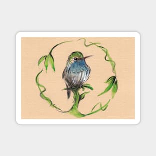 'Tiny'   Hummingbird watercolor painting by Rebecca Rees Magnet