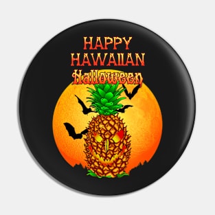 Happy Hawaiian Halloween Pineapple Skull Pin