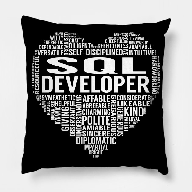 SQL Developer Heart Pillow by LotusTee