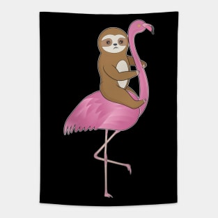 Cute Baby Sloth And Flamingo Tapestry