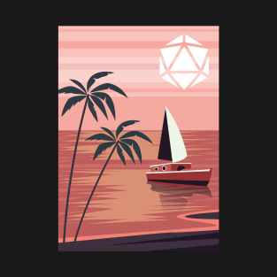 Minimalist Beach Summer Sunset Polyhedral Dice Sun T-Shirt