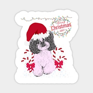 Puppy on Christmas Magnet