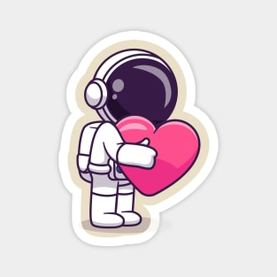 Cute Astronaut Hug Love Heart Cartoon Magnet