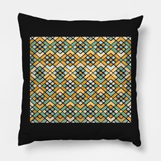 Abstract geometric pattern - bronze, green and black. Pillow