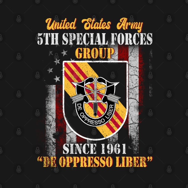 US Army 5th Special Forces Group Skull Flag Since 1961 De Oppresso Liber 5th SFG - Gift for Veterans Day 4th of July or Patriotic Memorial Day by Oscar N Sims