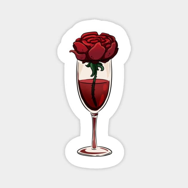 Rose in Wine Magnet by oixxoart