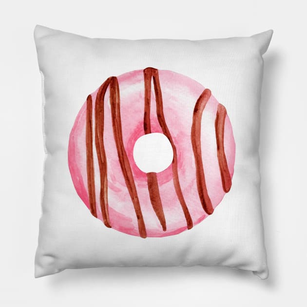 Pink round donut Pillow by DreamLoudArt