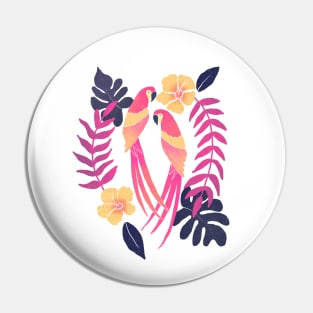 Tropical sunset parrots Pin