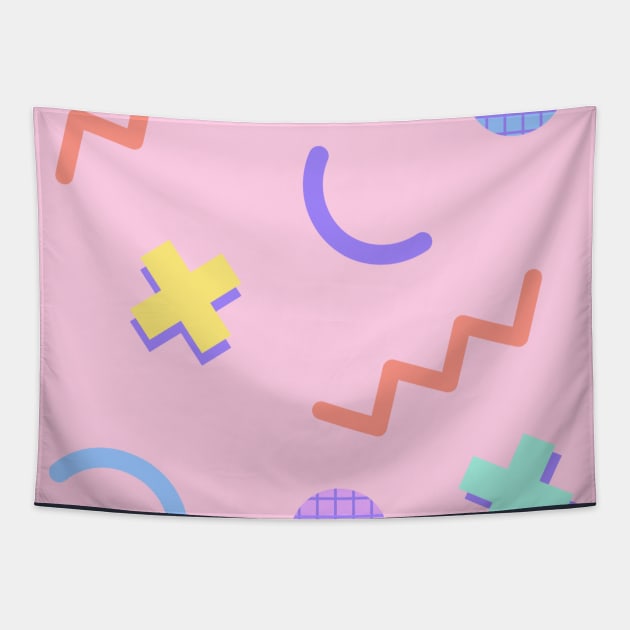 Aesthetic Geometric Patterns Risograph Floral Flowy Pattern Tapestry by RockyMo