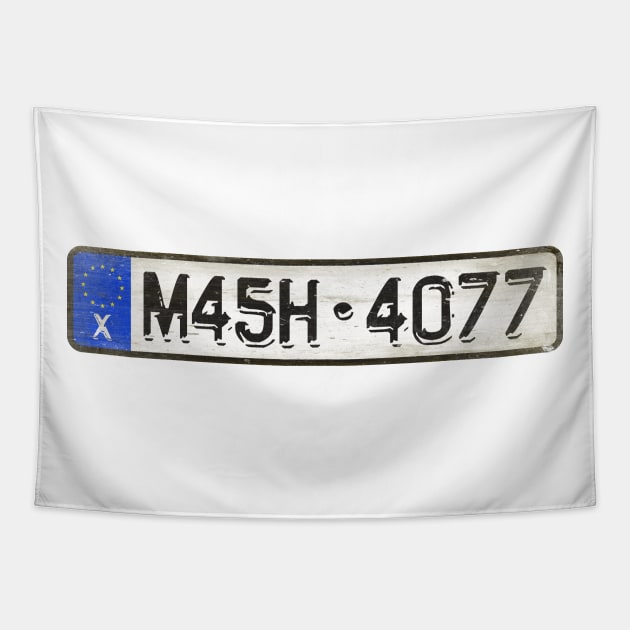 Mash 4077 - License Plate Tapestry by Girladies Artshop