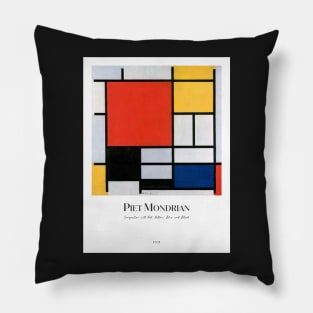 Composition with Red, Yellow, Blue, and Black with text by Mondrian Pillow