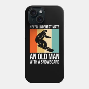 Never Underestimate An Old Man With A Snowboard Retro Phone Case