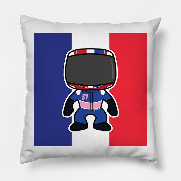 Esteban Ocon Custom Bobblehead - 2022 Season Flag Edition Pillow by GreazyL