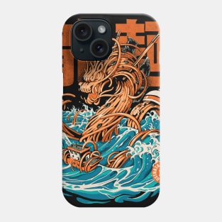 Black Great Ramen Dragon off Kanagawa Phone Case