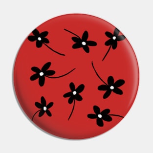 Simple Small Black Flower Pattern on White Pin