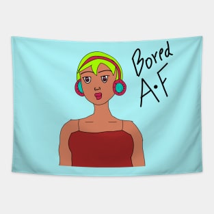 Bored A.F. Girl With Green Hair Tapestry